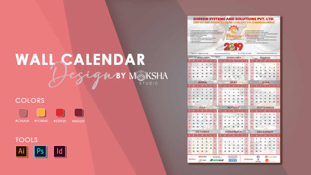 calendar design by moksha studio